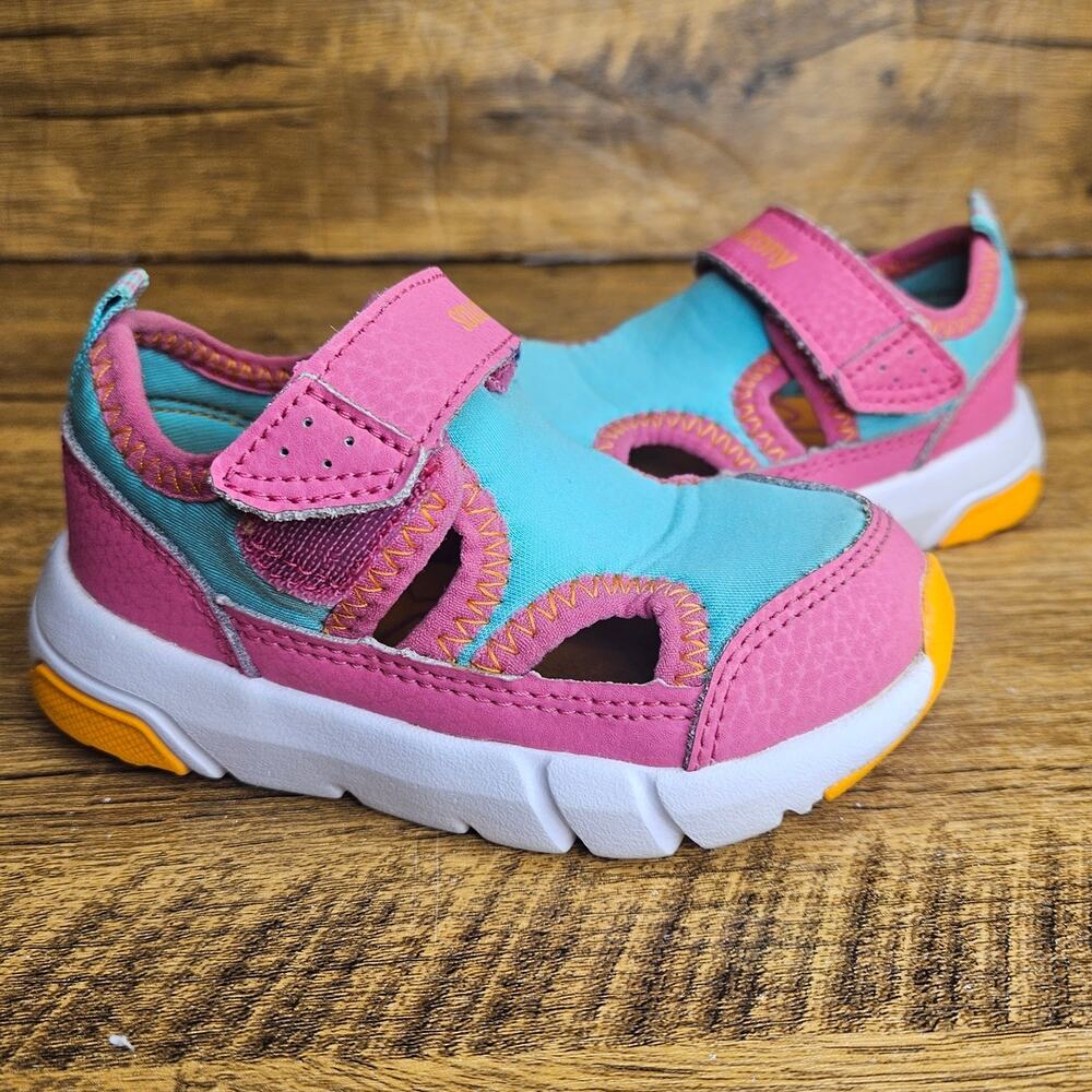 Saucony Quicksplash JR Pink Blue Slip on Watershoe sneaker sz 5.5M